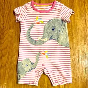Baby Boden 3-6 month Elephant Short Sleeve Romper